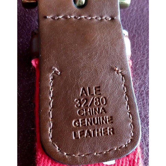 TOMMY HILFIGER Canvas Leather Belt Grosgrain Blue Nautical Ribbon Summer Size 32 - Picture 8 of 16